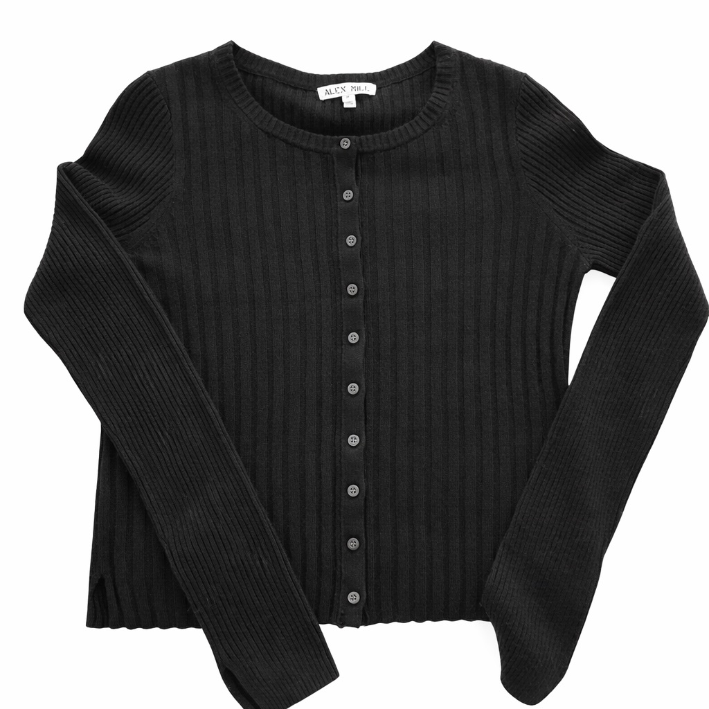 Alex Mill Black Ribbed Button-Up Cardigan — image 5 of 7